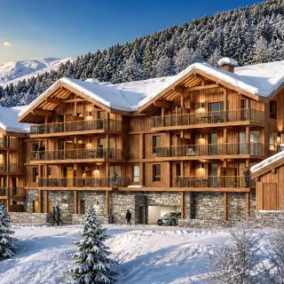 Winter exterior view of Le Reflet des Cimes
